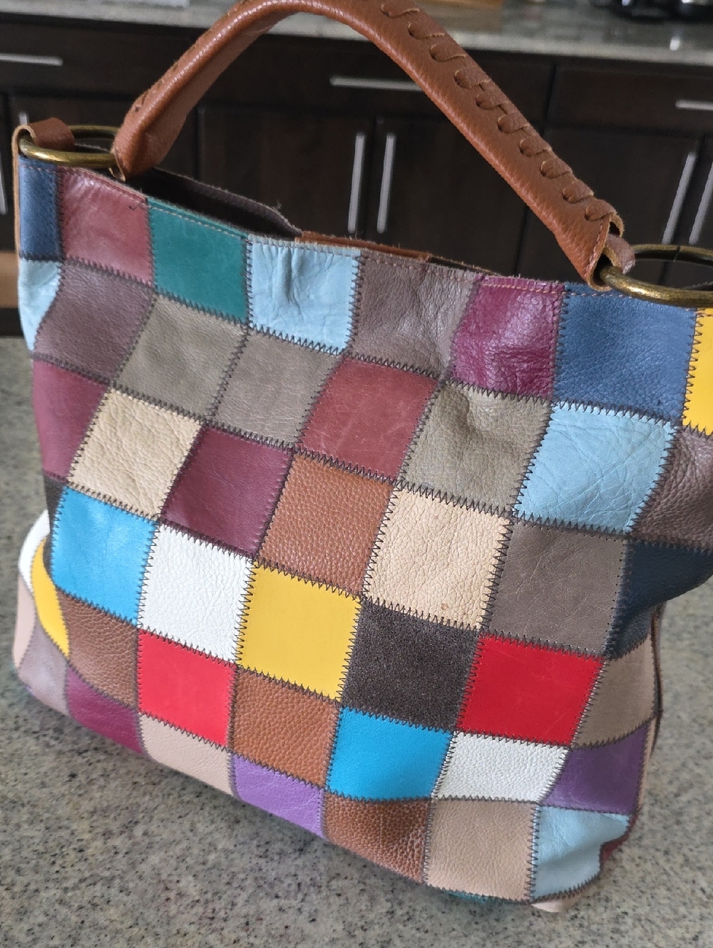 Multicolor Patchwork Leather Hobo Bag - Picture 3 of 11